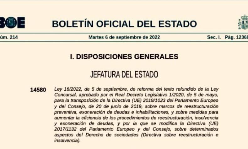 cabecera BOE reforma concursal