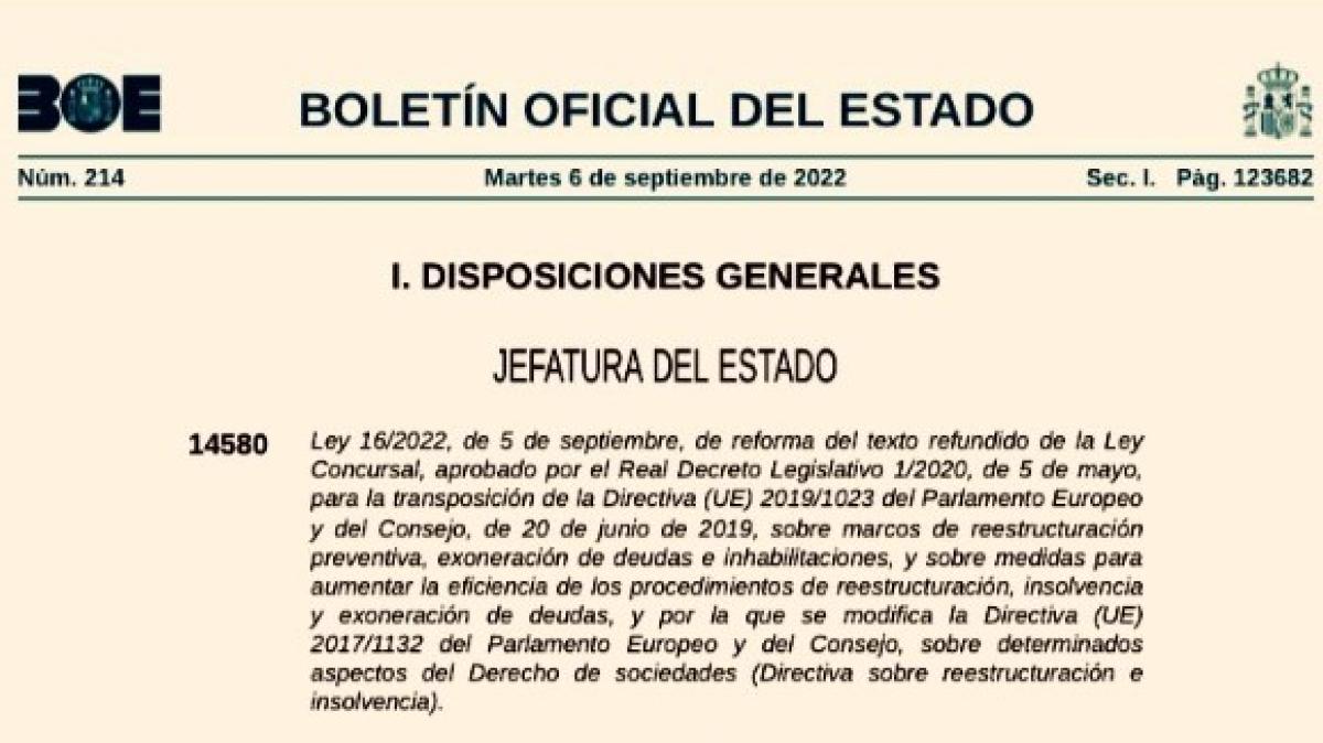 cabecera BOE reforma concursal